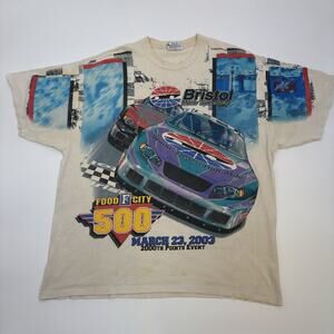 Vintage Nascar T Shirt Large AOP 2003 Bristol Chase Authentic VTG Multicolor